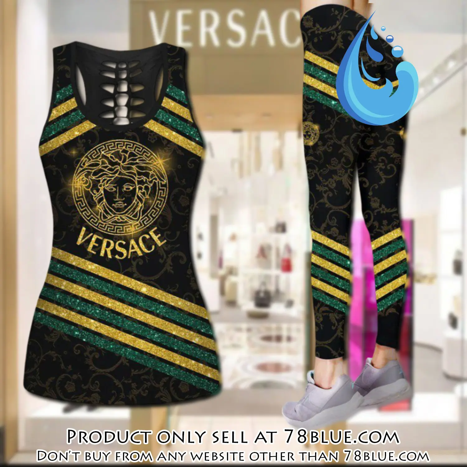 Gianni versace tank top leggings set luxury for women yoga gym 78b0947939
